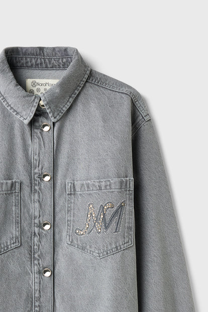 Taş Baskılı Denim Ceket