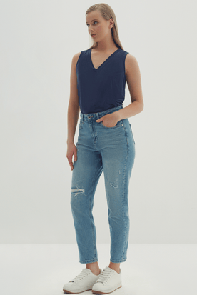 Düz Kesim Denim Pantolon