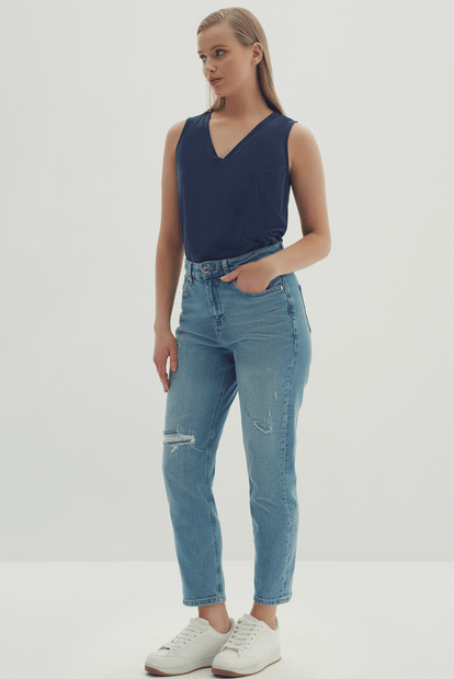 Düz Kesim Denim Pantolon