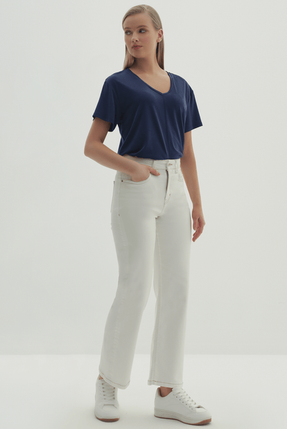 Boru Paça Denim Pantolon