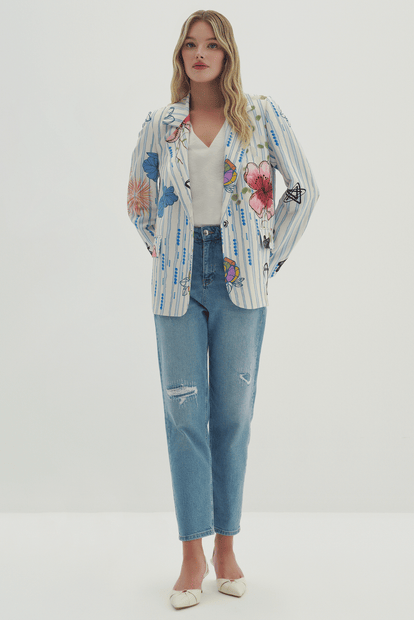 Çiçek Desenli Blazer Ceket