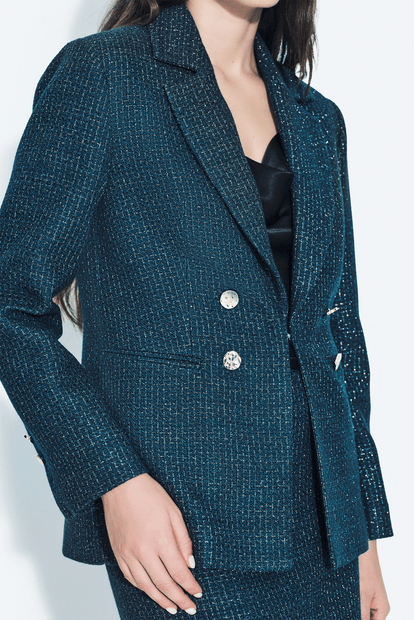 Kruvaze Metal Düğmeli Blazer Ceket