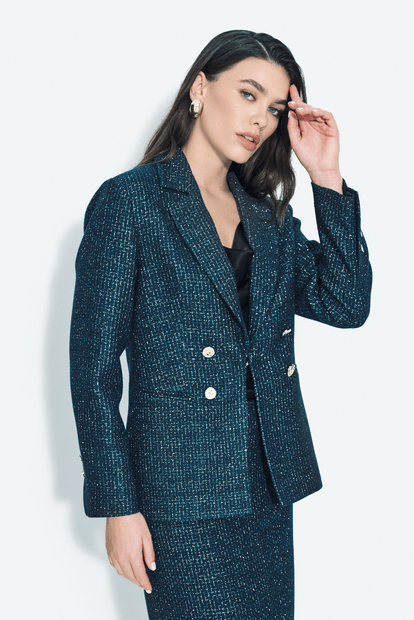Kruvaze Metal Düğmeli Blazer Ceket