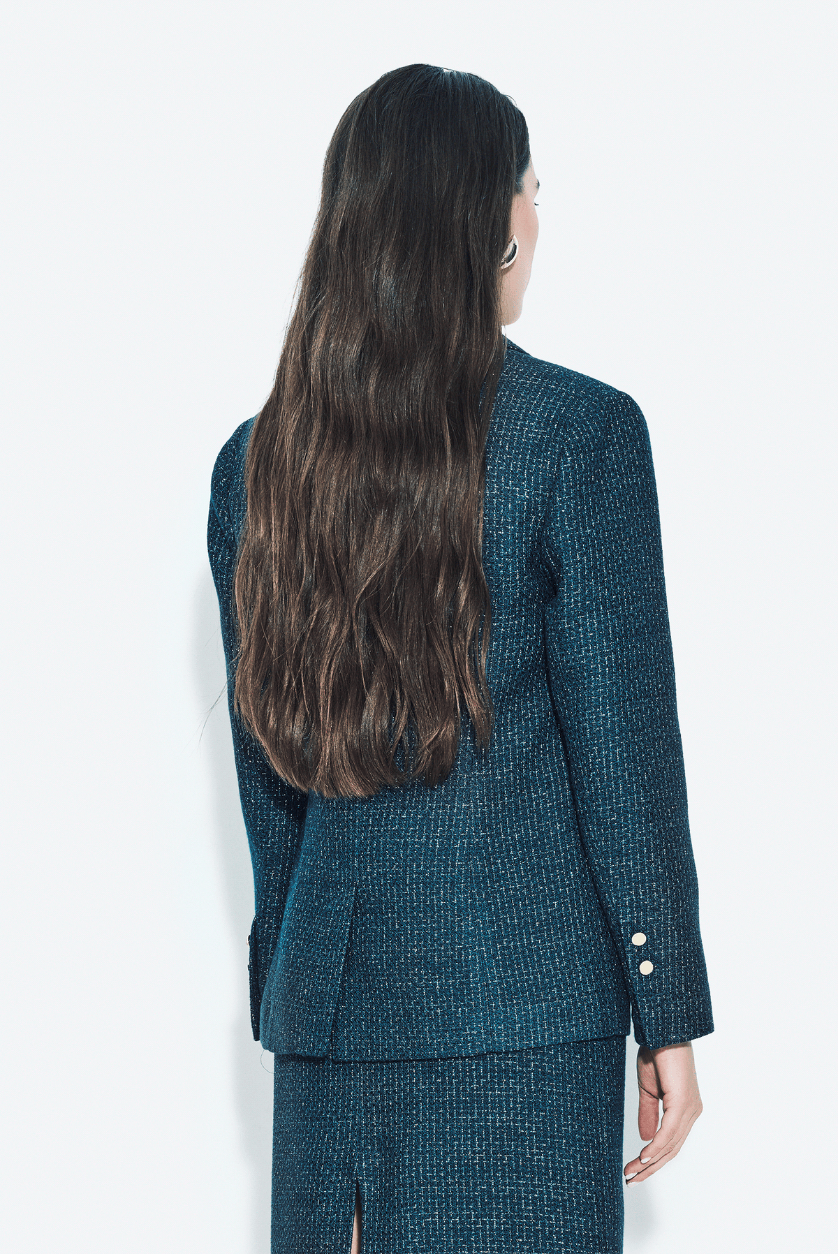 Kruvaze Metal Düğmeli Blazer Ceket
