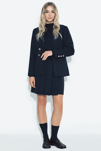 Kruvaze Metal Düğmeli Blazer Ceket
