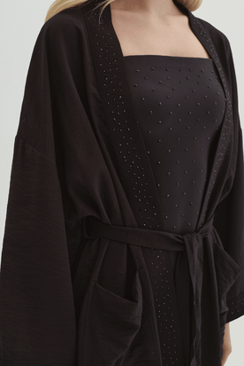 Taş Baskılı Kuşaklı Kimono