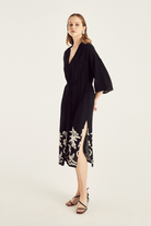 Nakışlı Siyah Kimono