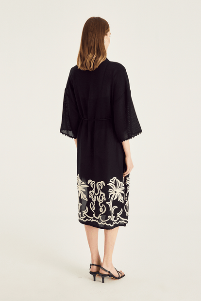 Nakışlı Siyah Kimono
