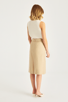 Düğme Detaylı Pileli Midi Boy Etek