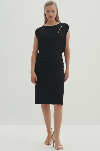 Drape Detaylı Kalem Etek