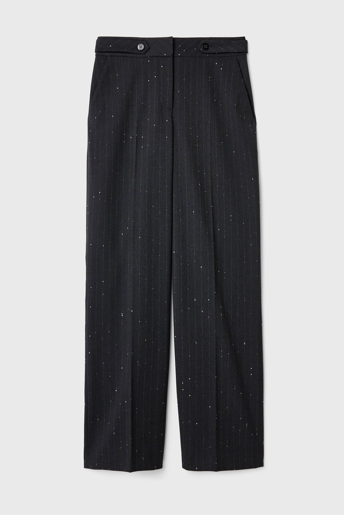 Geniş Paça Çizgili Parıltılı Pantolon