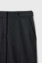 Geniş Paça Çizgili Parıltılı Pantolon
