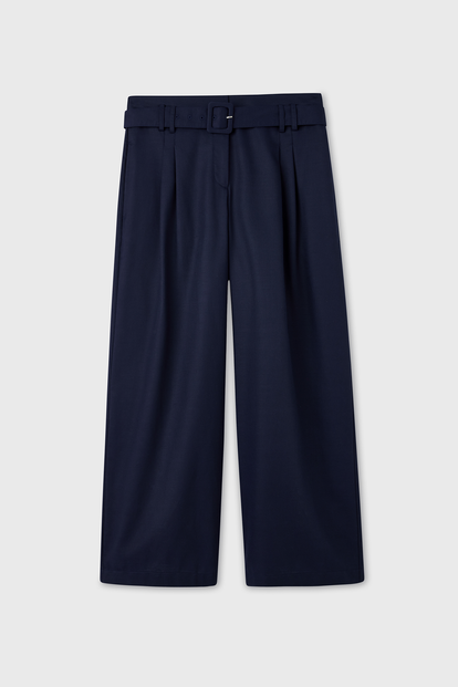 Desenli Kemerli Bol Paça Pantolon