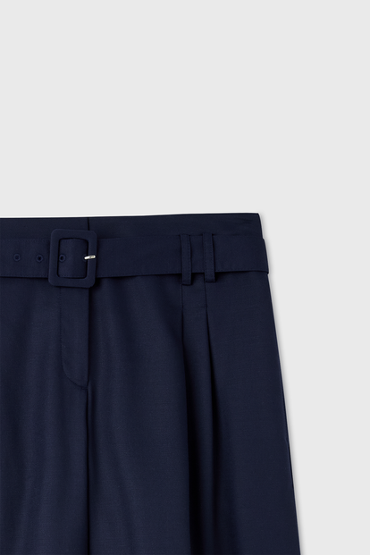 Desenli Kemerli Bol Paça Pantolon