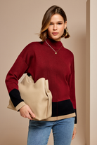 Kontrast Dik Yaka Triko Kazak