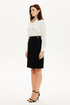 Bel Detaylı Dokulu Dar Etek