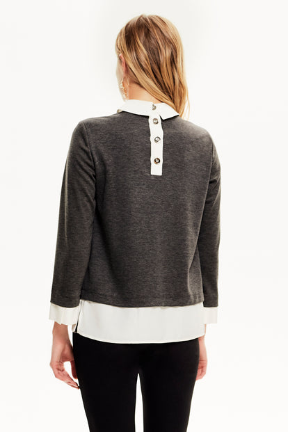 Poplin Detaylı Bluz