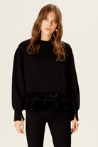 Kadife Fırfırlı Sweatshirt