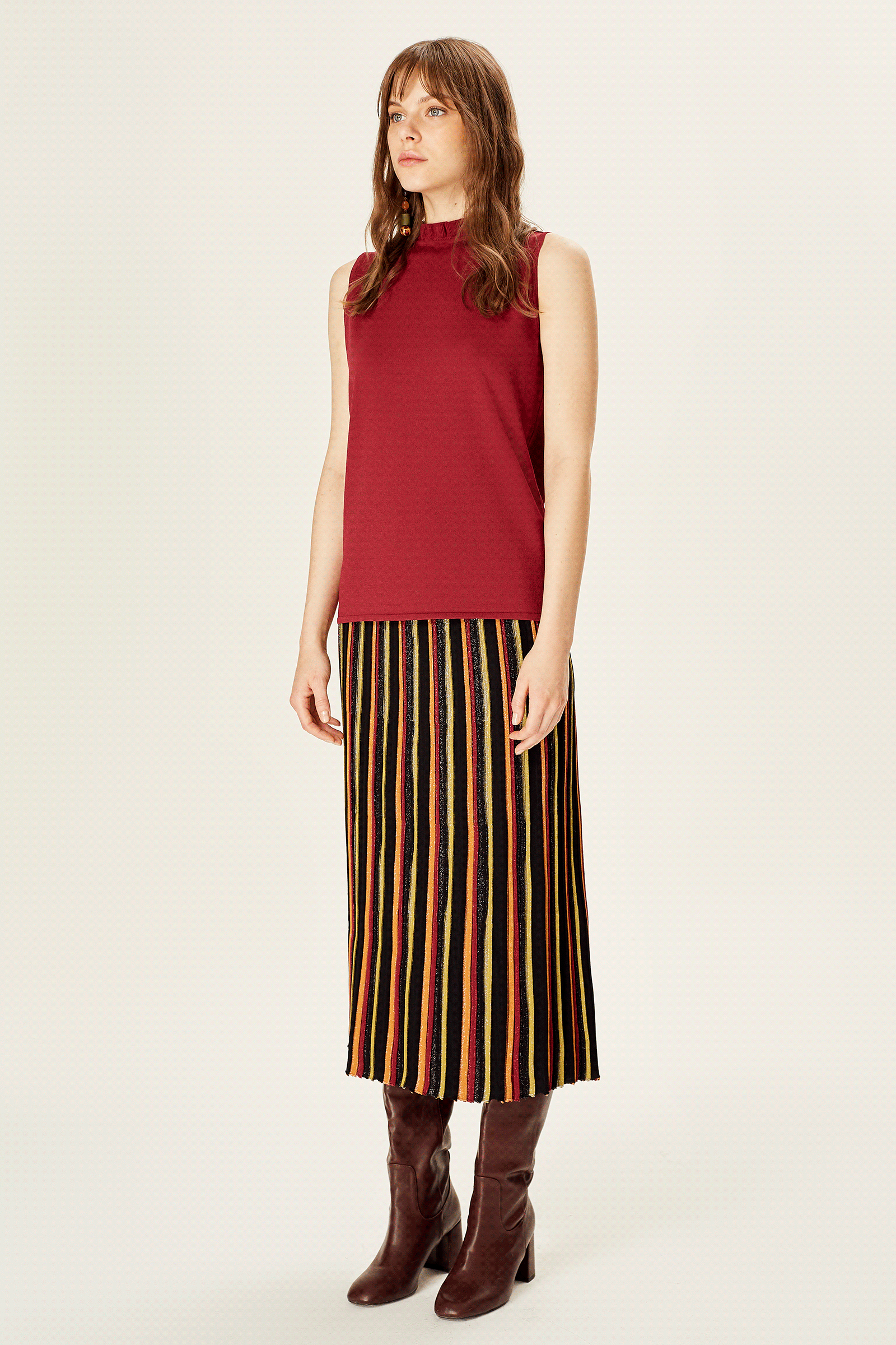 Balıkçı Yaka Kolsuz Triko Bluz