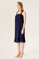 Askılı Etekleri Fırfrlı Gömlek Elbise