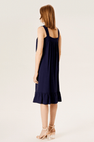 Askılı Etekleri Fırfrlı Gömlek Elbise