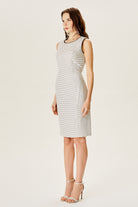 Çizgili Kolsuz Kuplu Elbise