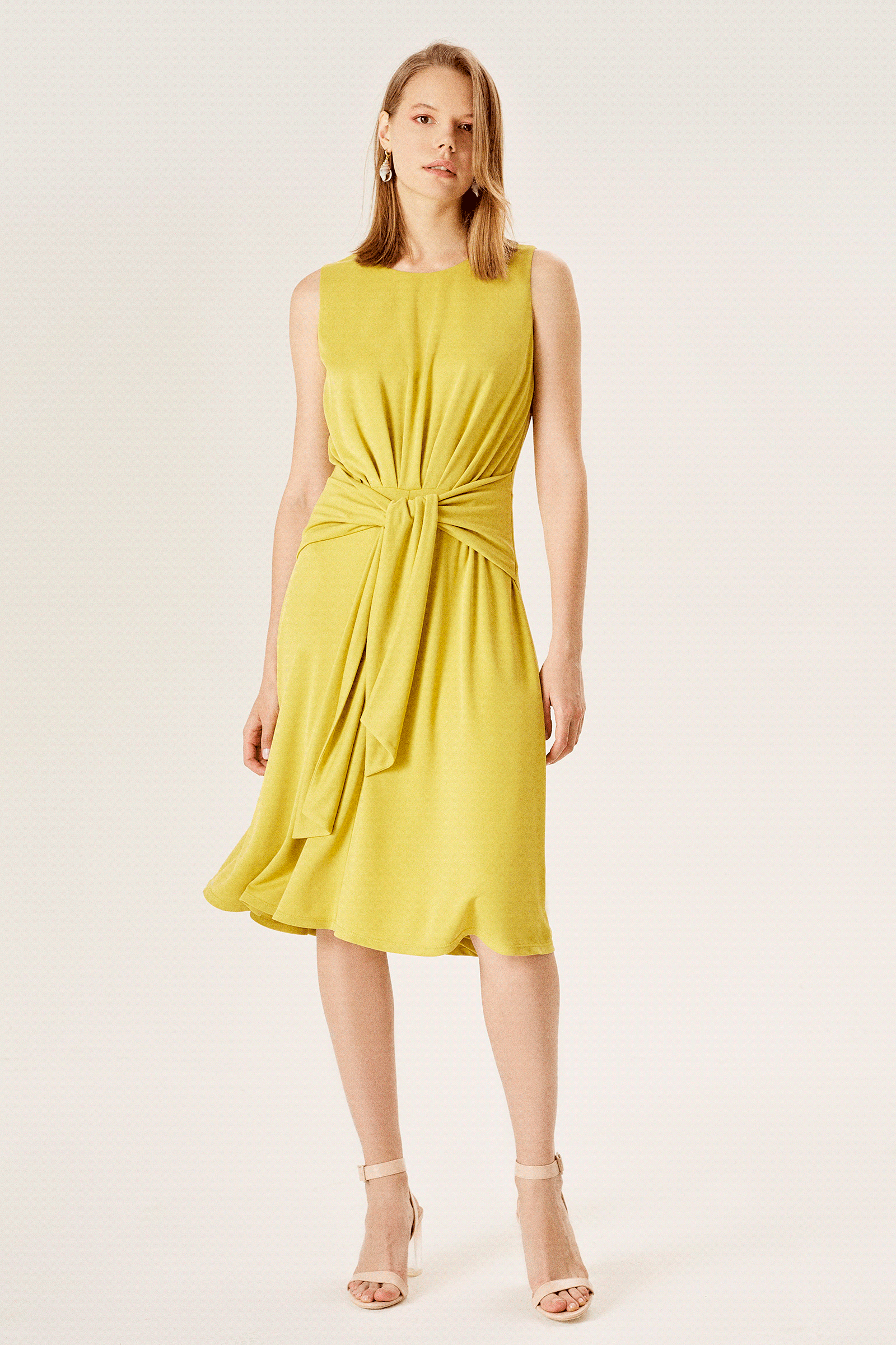 Beli Bağlamalı Penye Elbise