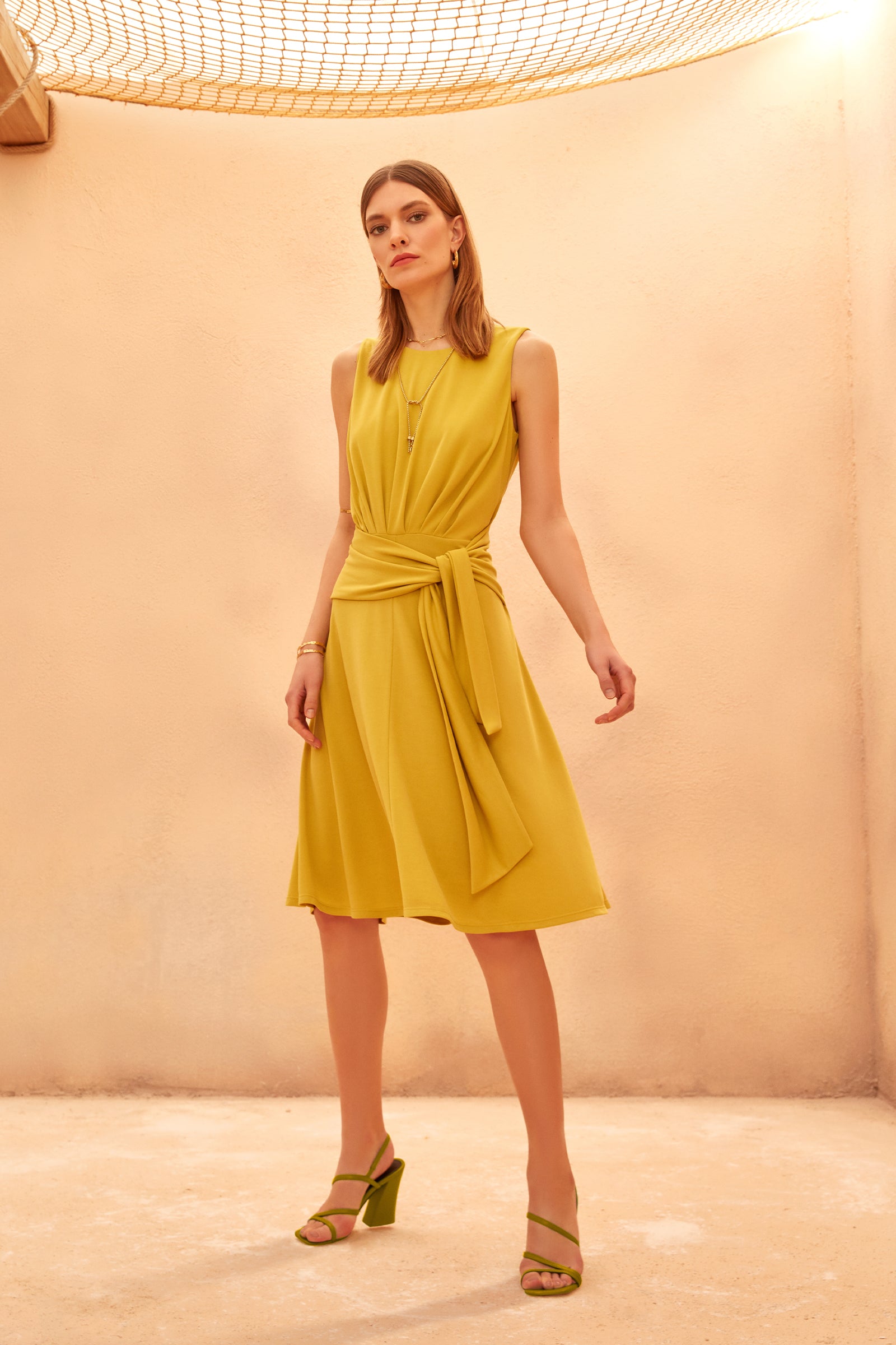 Beli Bağlamalı Penye Elbise