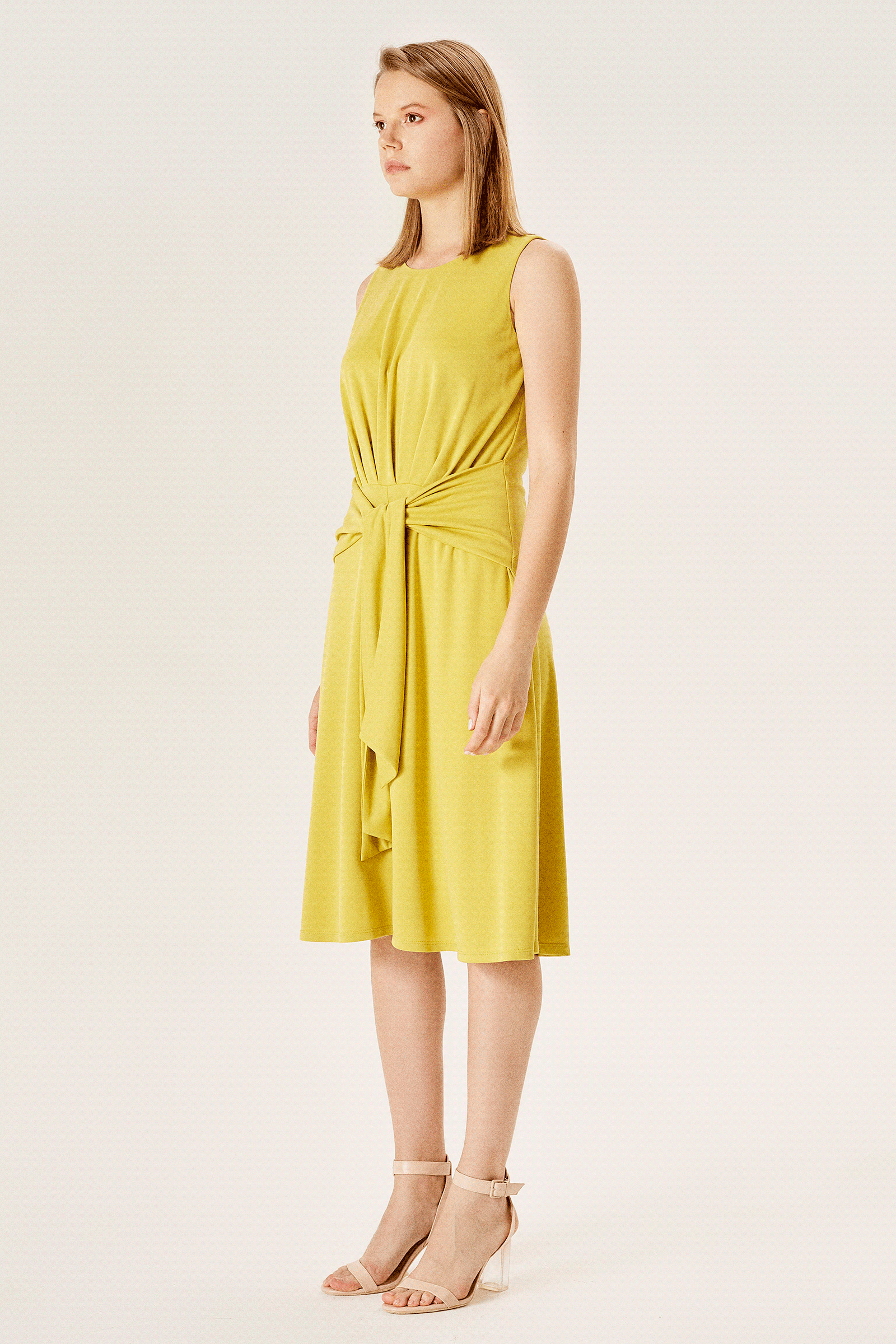 Beli Bağlamalı Penye Elbise