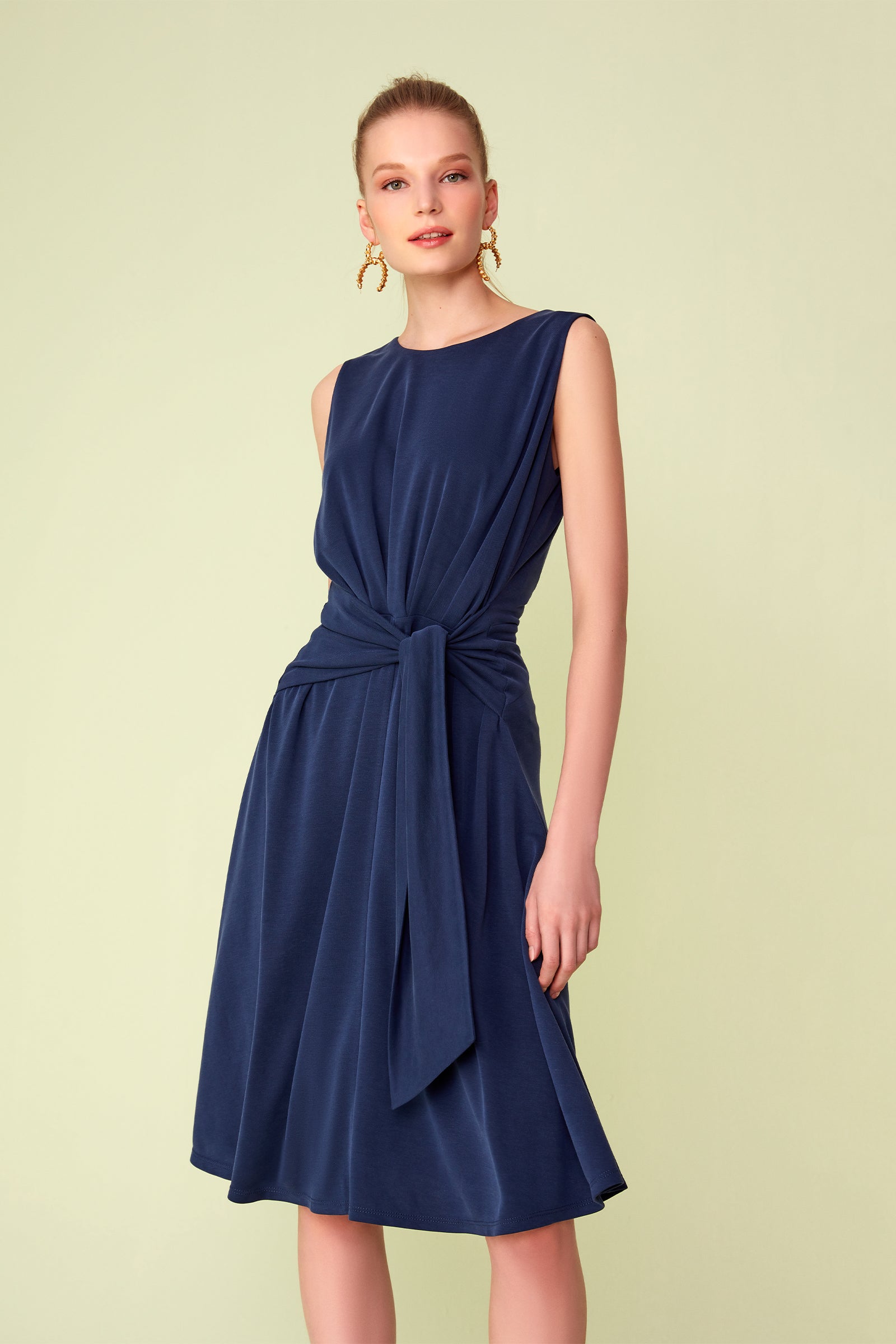 Beli Bağlamalı Penye Elbise