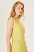 Bel Detaylı Keten Karışımlı Elbise