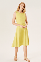 Bel Detaylı Keten Karışımlı Elbise