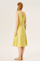 Bel Detaylı Keten Karışımlı Elbise