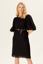 Balon Kollu Brode Elbise