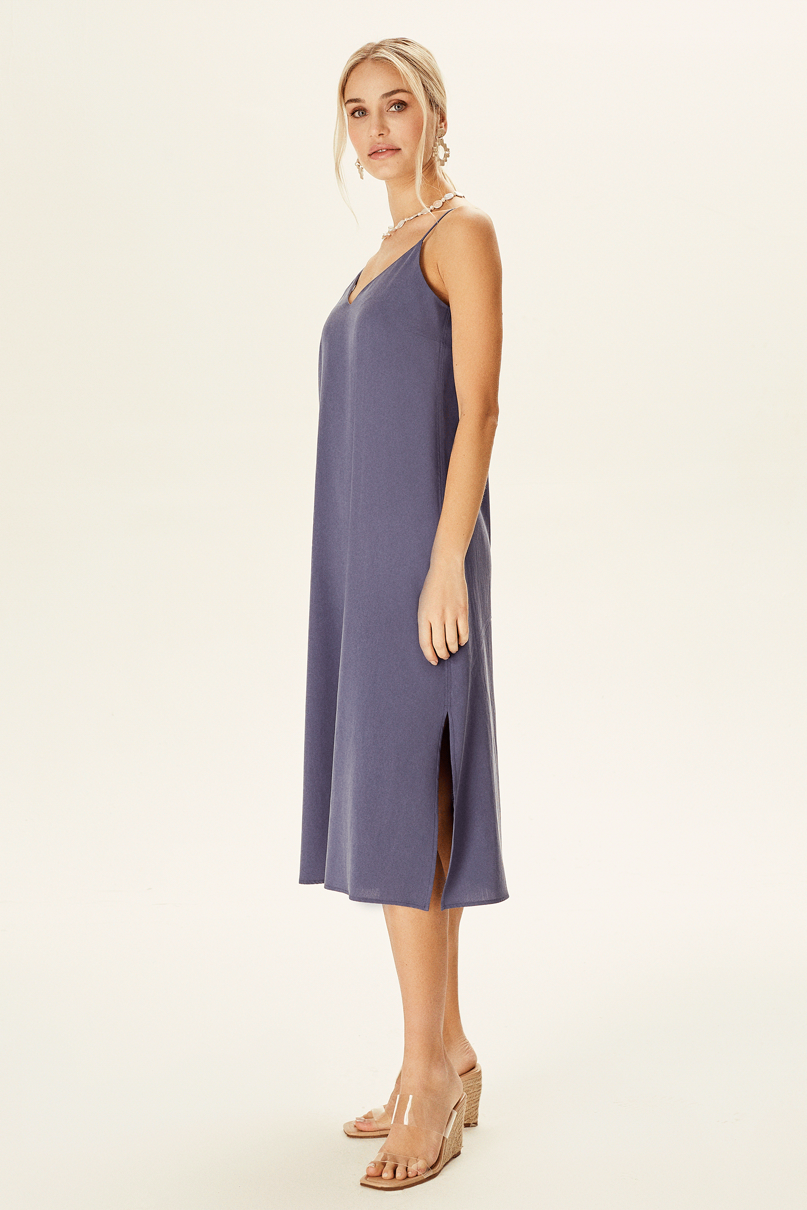 Yırtmaçlı Midi Boy Elbise