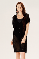 Pul İşlemeli File Triko Hırka