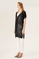 Pul İşlemeli File Triko Hırka