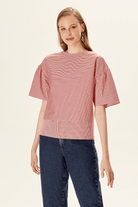 Kolları Volanlı Arkası Penye Bluz