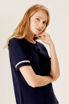 Zincir Aksesuarlı Yarım Kollu Keten Karışımlı Bluz