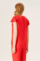 Bağcıklı Kolları Volanlı Bluz