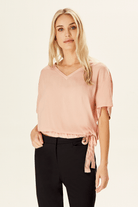 V Yakalı Yandan Bağlamalı Bluz