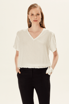 V Yakalı Yandan Bağlamalı Bluz