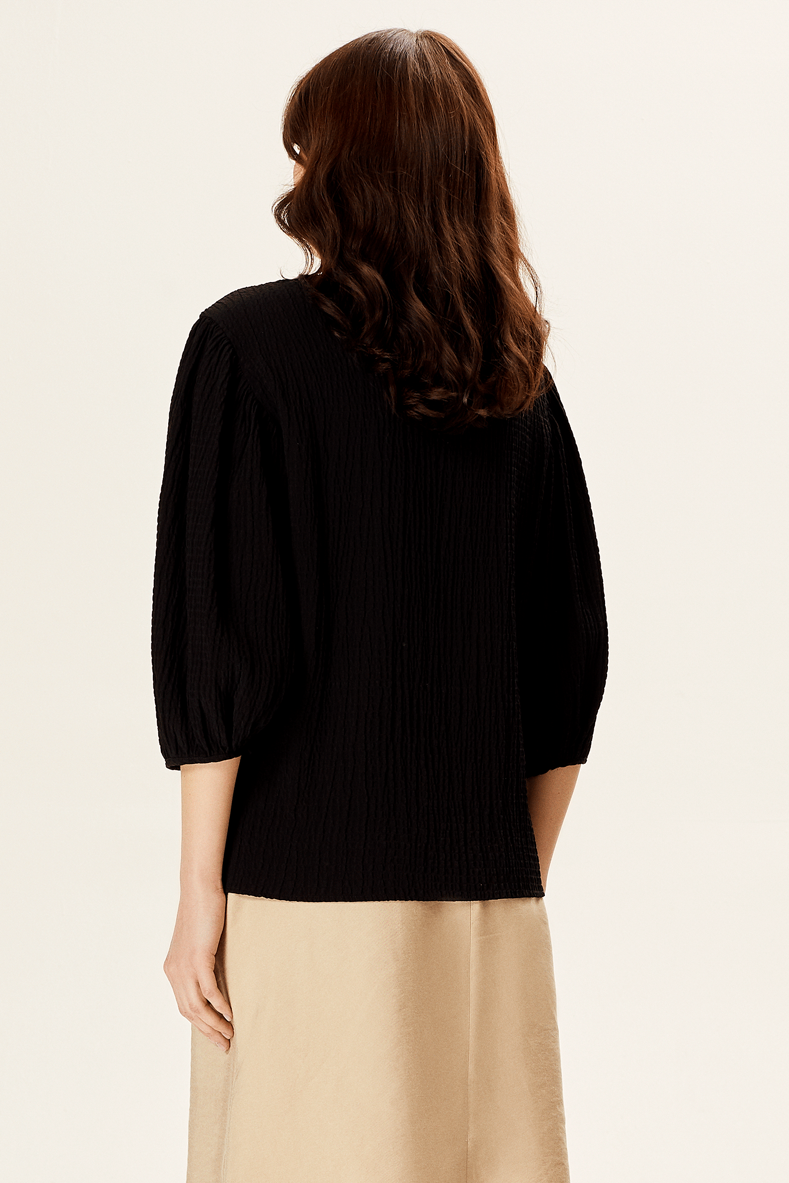 Balon Kollu Dökümlü Bluz