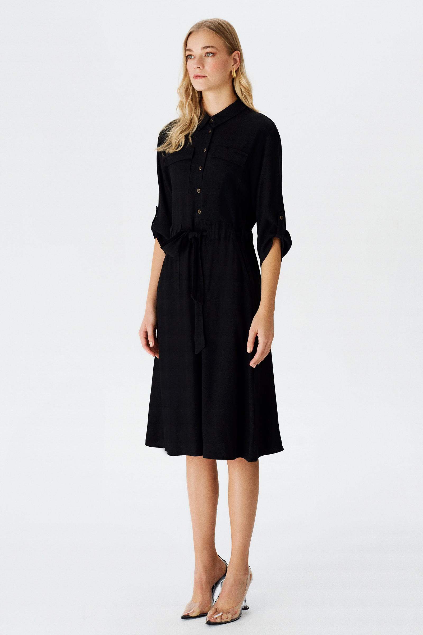 Yarım Patlı Kuşaklı Elbise