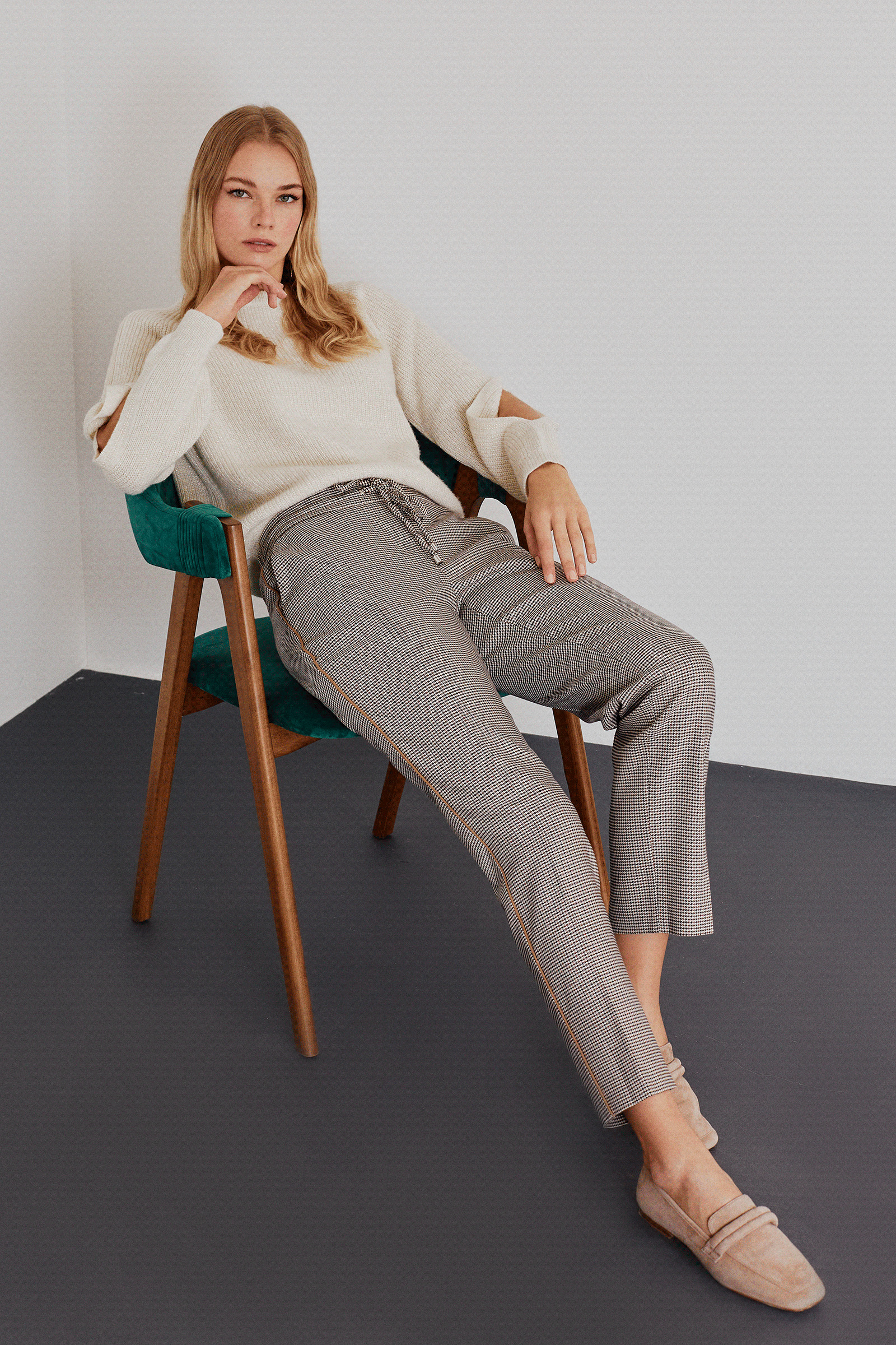 Bel Bağlamalı Latikli Pantolon