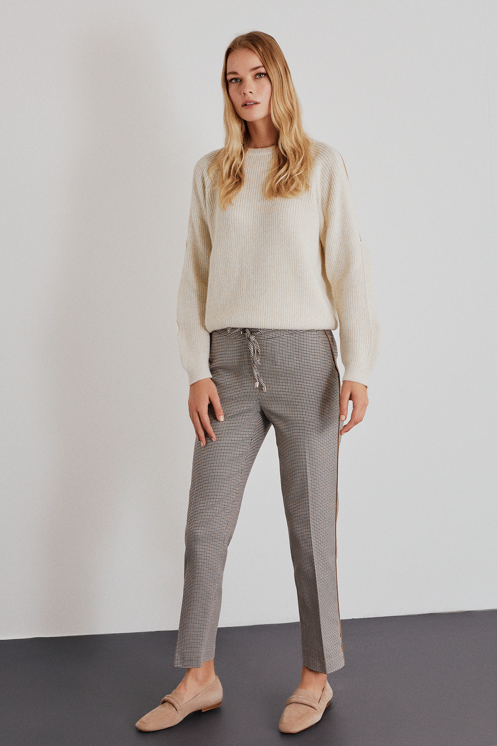 Bel Bağlamalı Latikli Pantolon