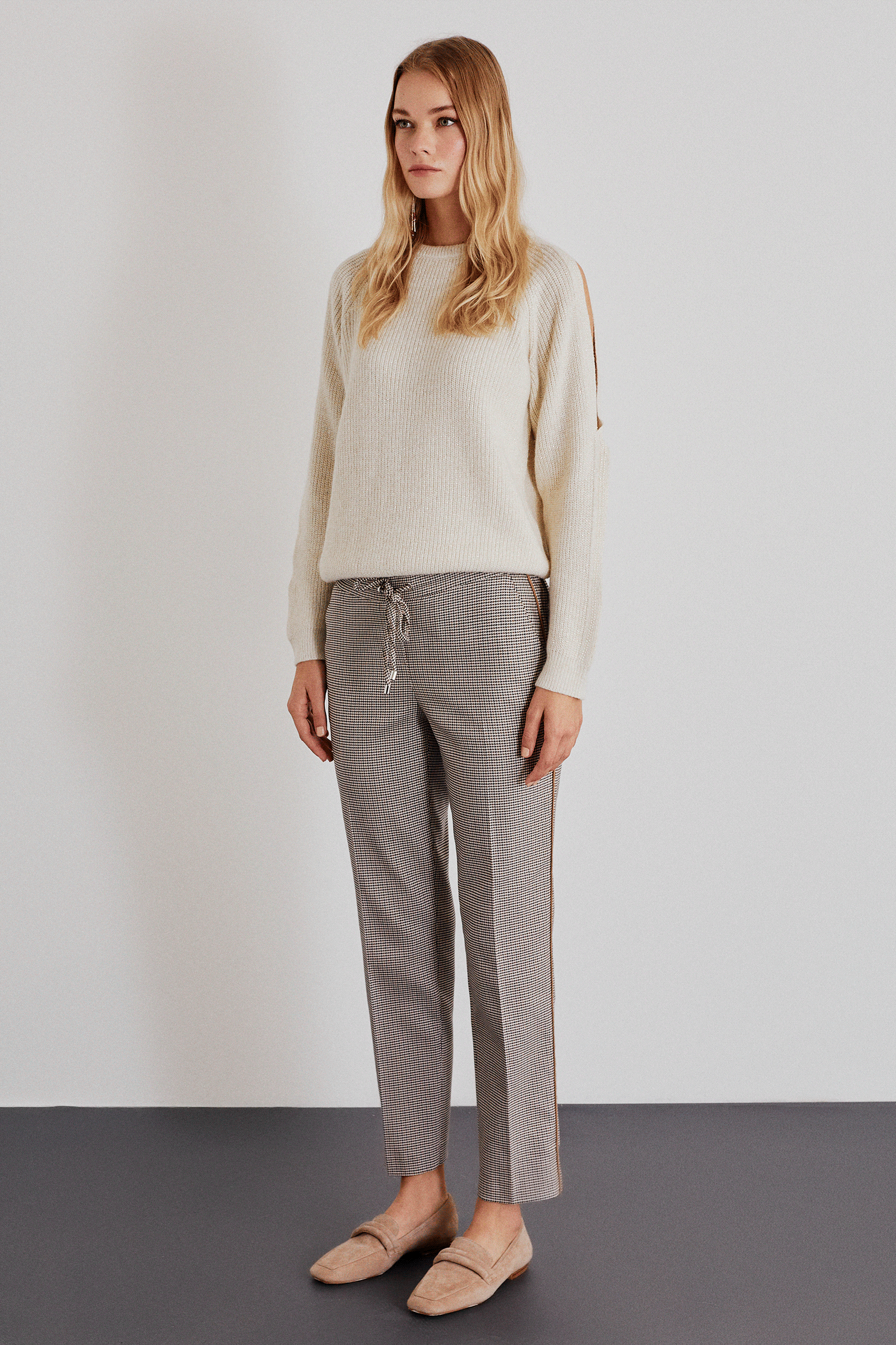 Bel Bağlamalı Latikli Pantolon