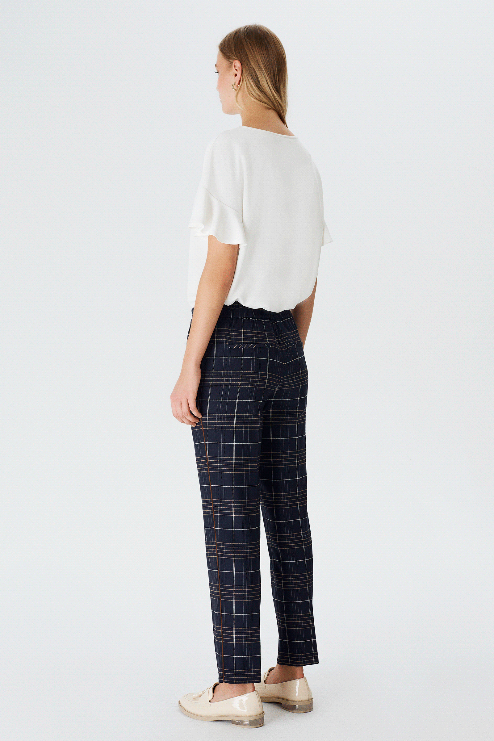 Bel Bağlamalı Latikli Pantolon