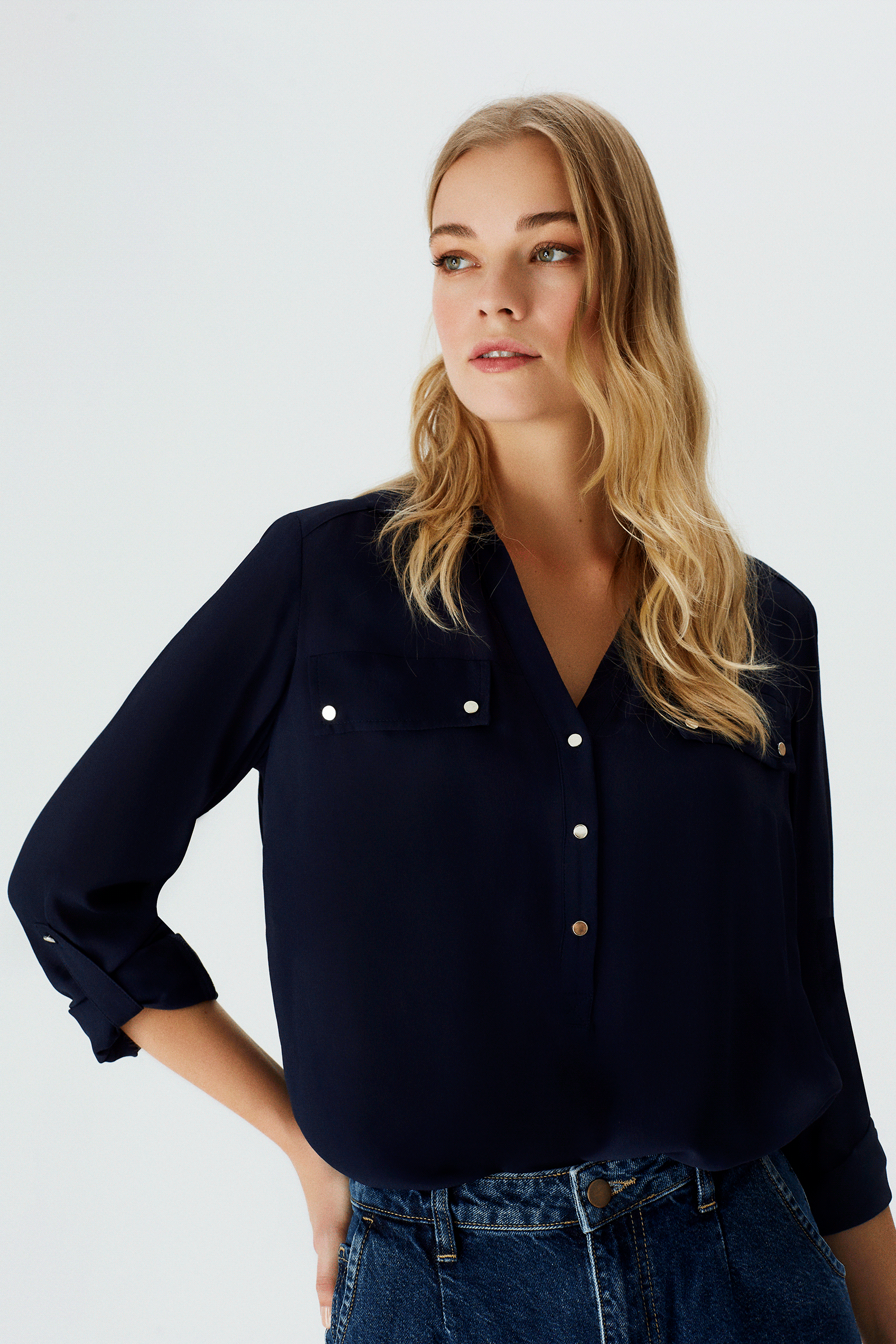 NARAMAXX 1861 BLUZ MAVİ EKOSE