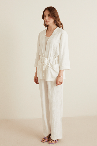 Truvakar Kol Kuşaklı Kimono Ceket